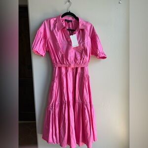 NWT Barbiecore Pink Cropped Blouse and MIDI Skirt Set size S